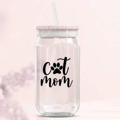 Cat Mom Glass Can Tumblers