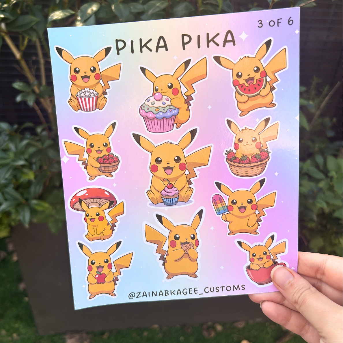 Pikachu Sticker Sheets - 6 different designs