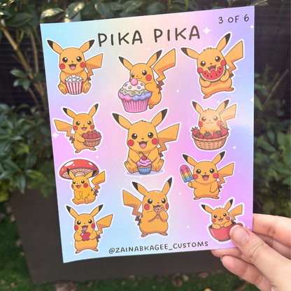 Pikachu Sticker Sheets - 6 different designs