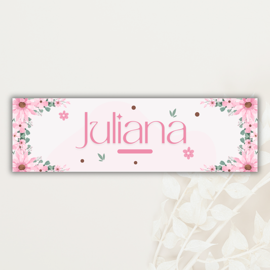 Elegant Pink Floral Personalised Label - 20 Pack