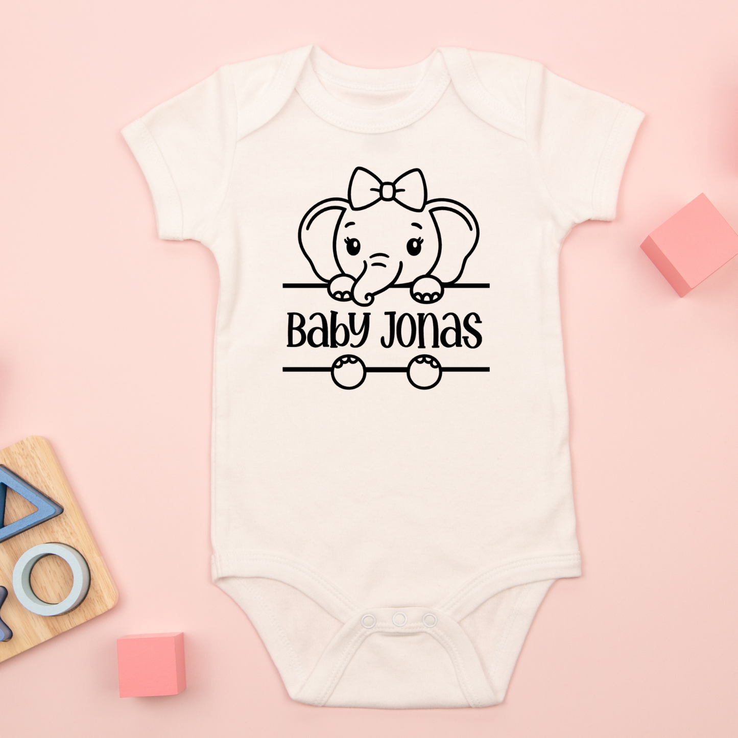 Peekaboo Elephant with Bow Baby Onesie