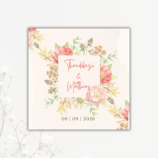 Flower Watercolour Wedding Coaster