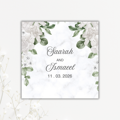 White and Green Floral Wedding Coaster