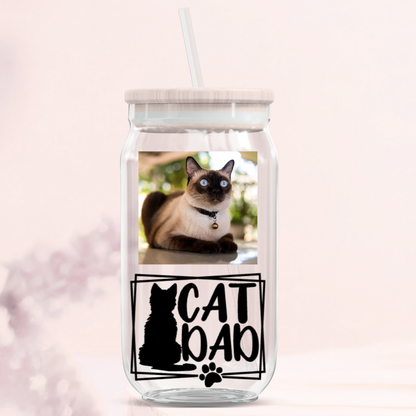 Cat Dad Glass Can Tumblers
