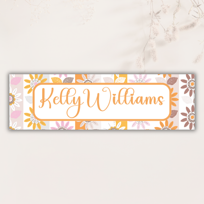 Retro Floral Personalised Labels – 20 Pack