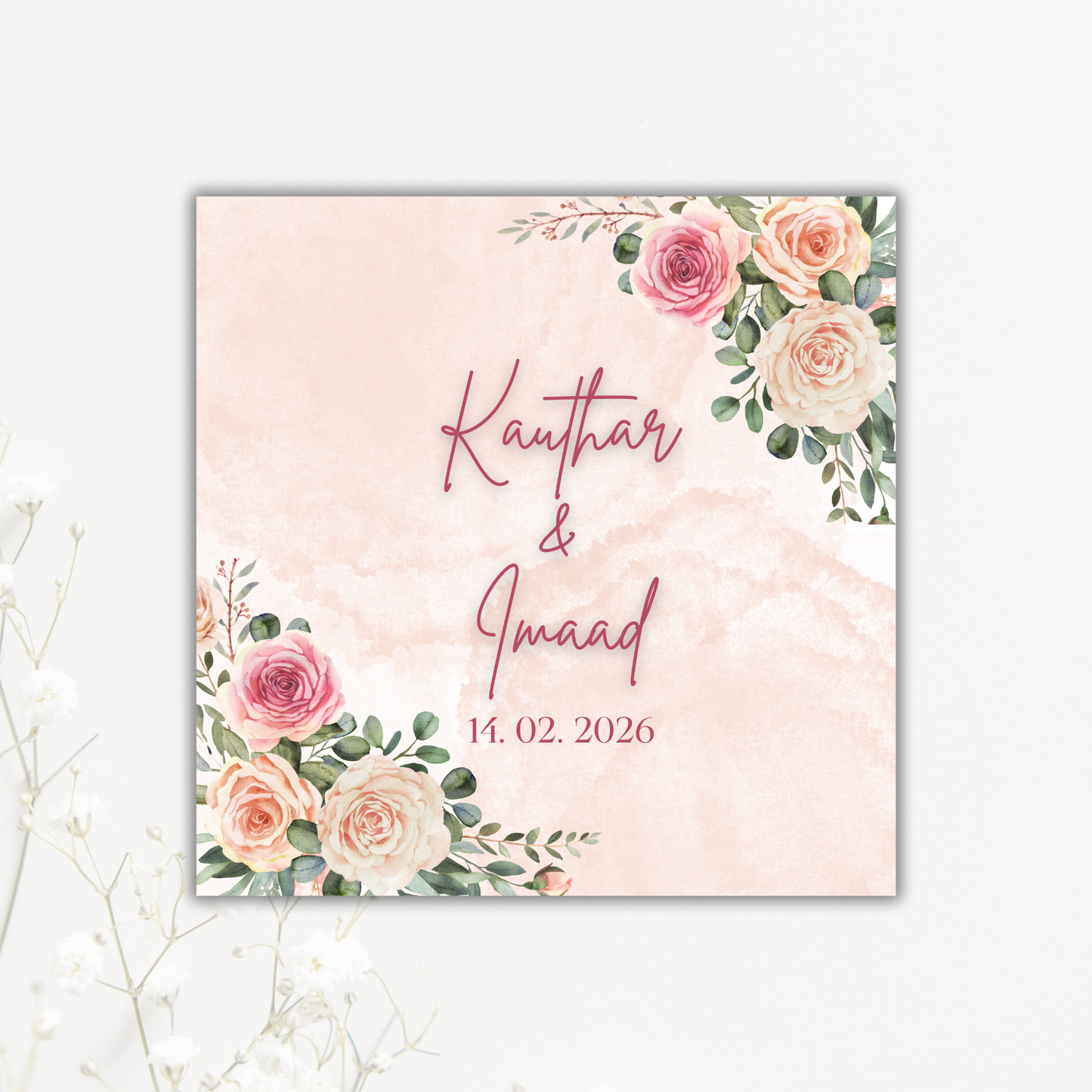 Flower Watercolour Wedding Coaster