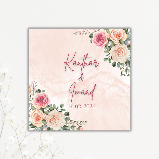 Flower Watercolour Wedding Coaster