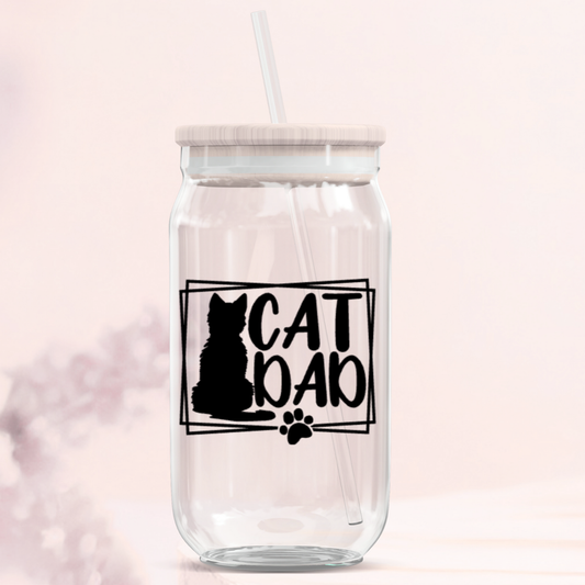 Cat Dad Glass Can Tumblers
