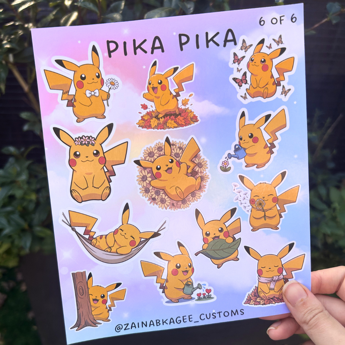 Pikachu Sticker Sheets - 6 different designs