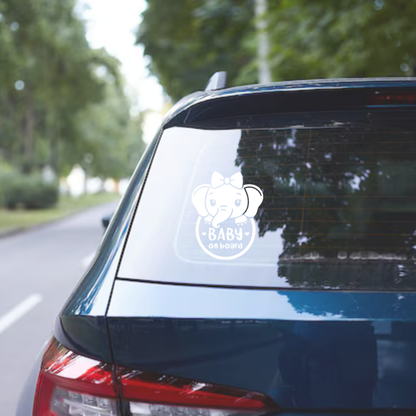 Cute Elephant Baby on Board Car Decal