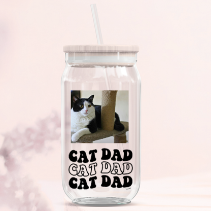 Cat Dad Glass Can Tumblers