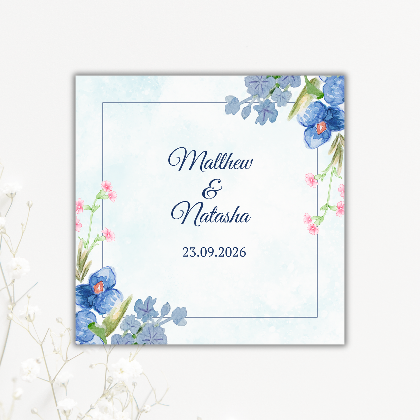 Blue Floral Wedding Coasters