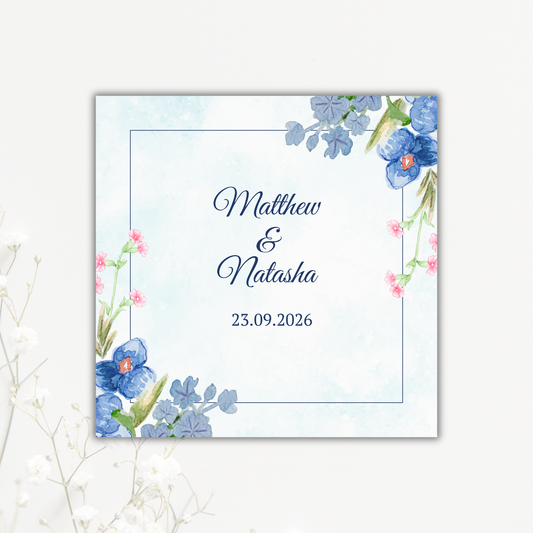 Blue Floral Wedding Coasters
