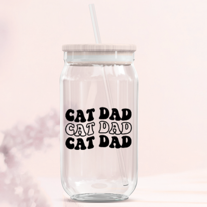 Cat Dad Glass Can Tumblers