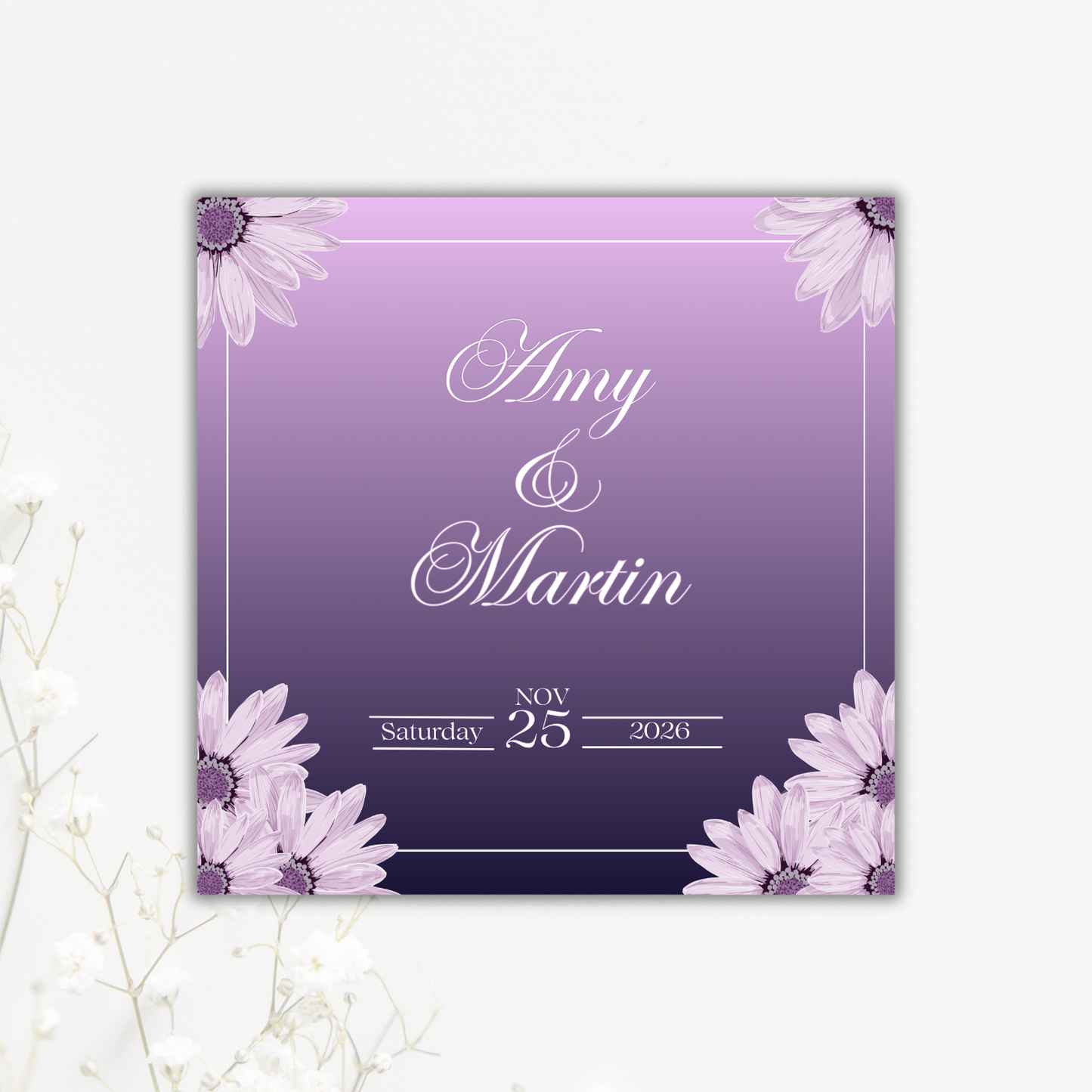 Purple Floral Wedding Coaster Collection