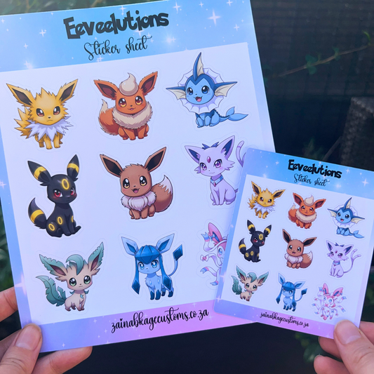 Eeveelutions Chibi Sticker Sheet