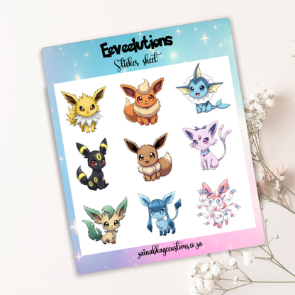 Eeveelutions Chibi Sticker Sheet