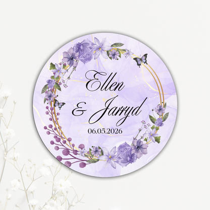 Purple Butterfly and Floral Wedding Coaster