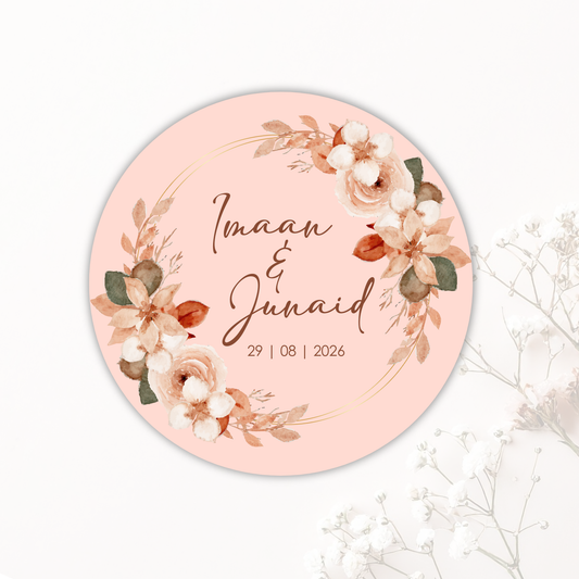 Wedding Sticker- Coral Floral