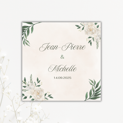 White and Green Floral Wedding Coaster