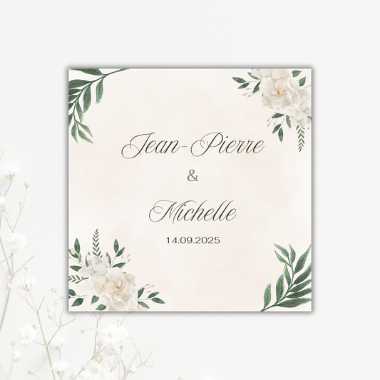White and Green Floral Wedding Coaster