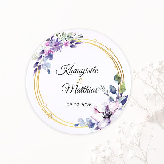 Wedding Sticker-Purple and White Floral