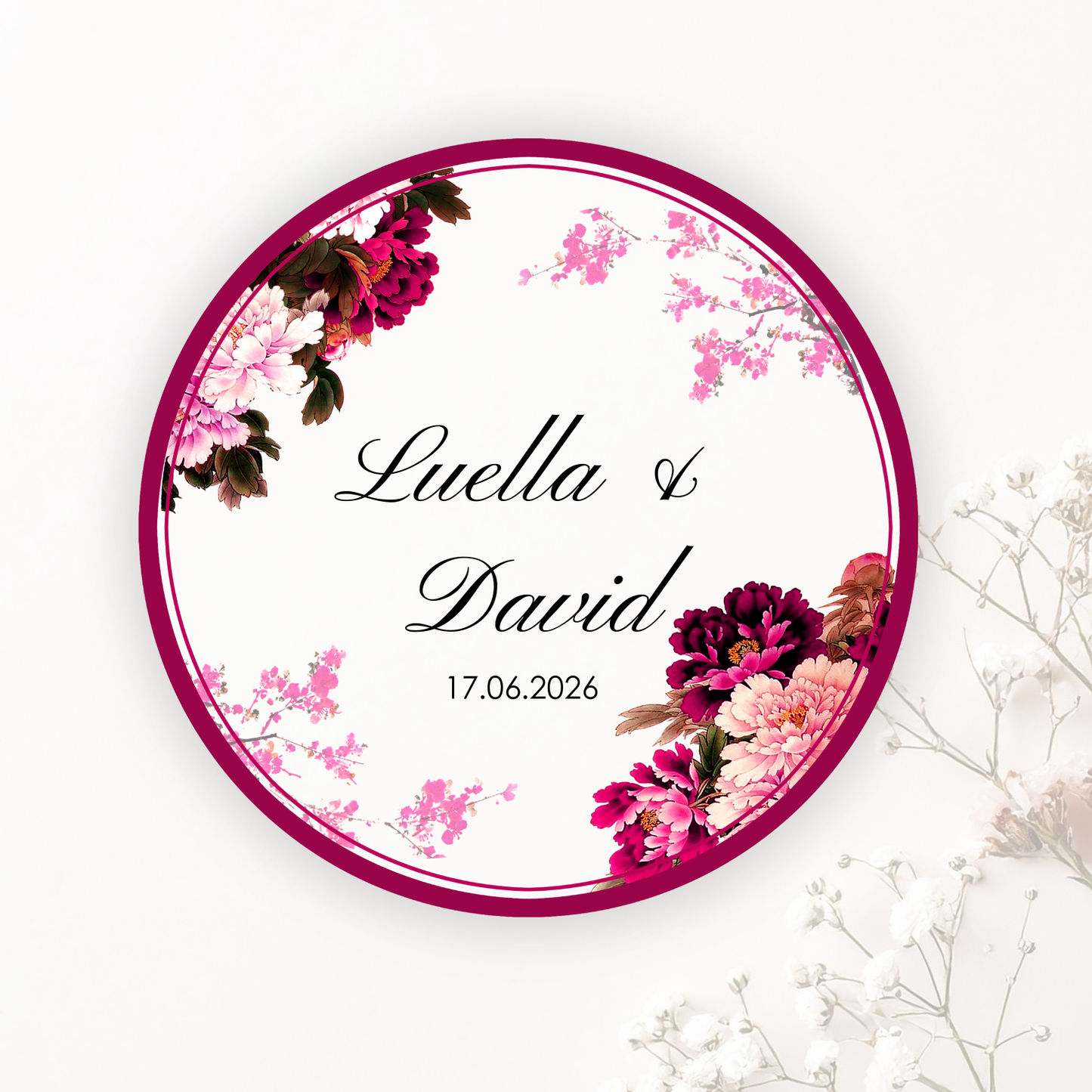 Romantic Berry Floral Wedding Stickers