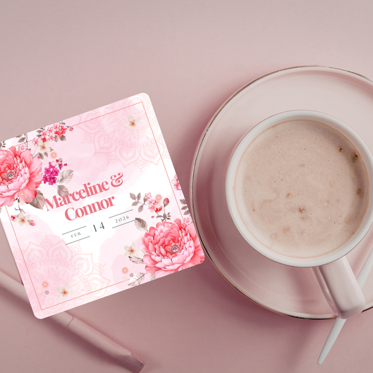 Romantic Pink Floral Wedding Coaster