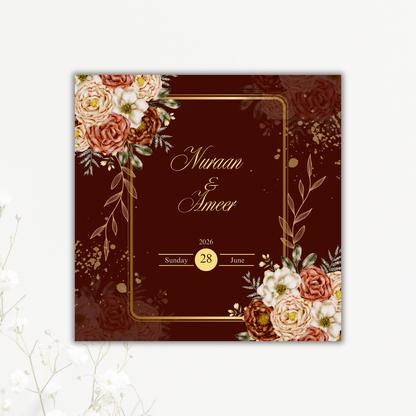 Burgundy Floral Wedding Coaster