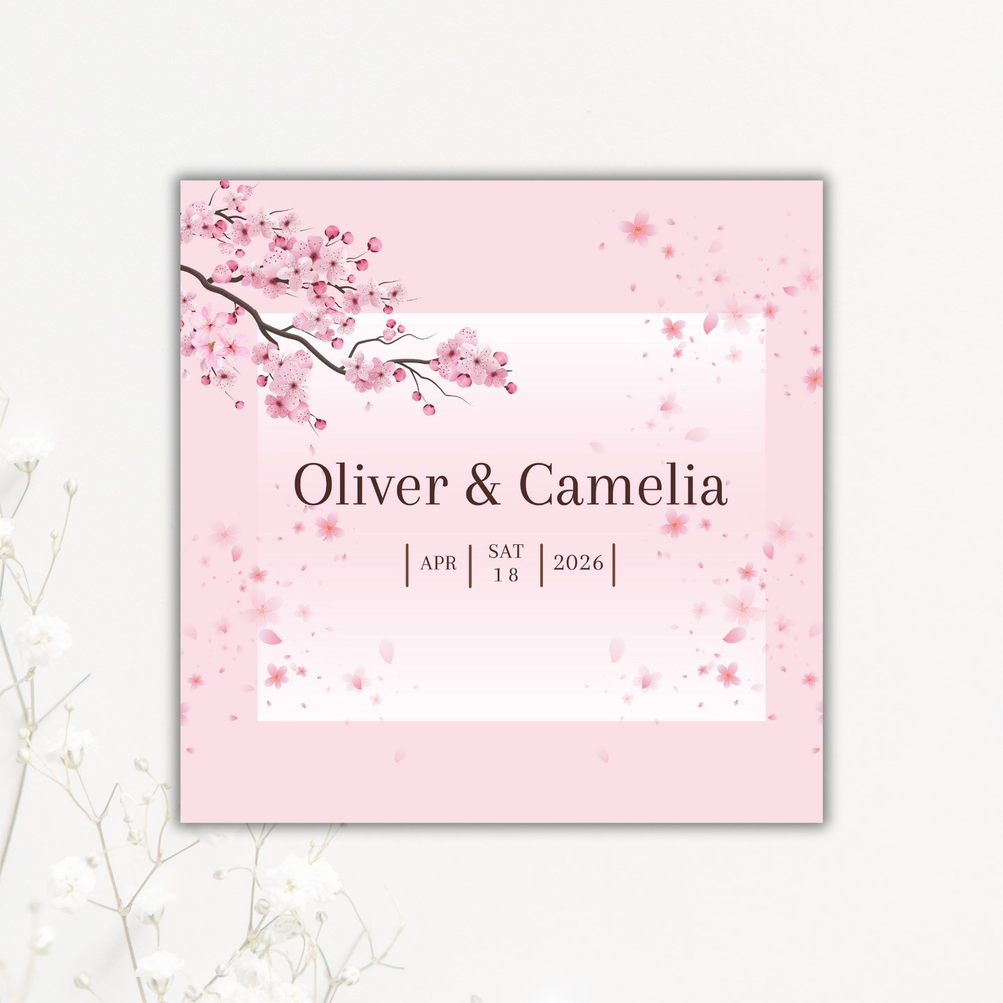 Pink Cherry Blossom Wedding Coaster