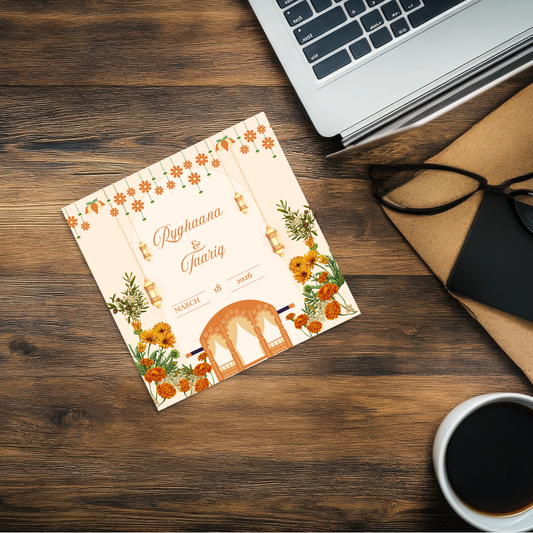 Ornate Orange Floral Wedding Coaster