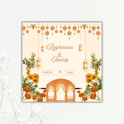 Ornate Orange Floral Wedding Coaster