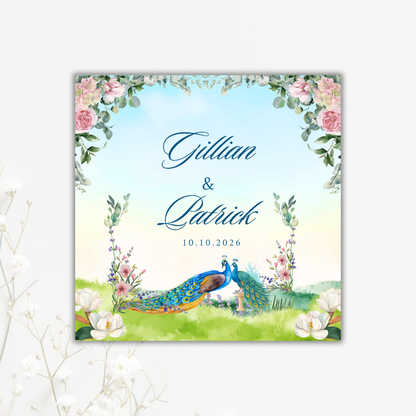 Detailed Floral Peacock Wedding Coaster