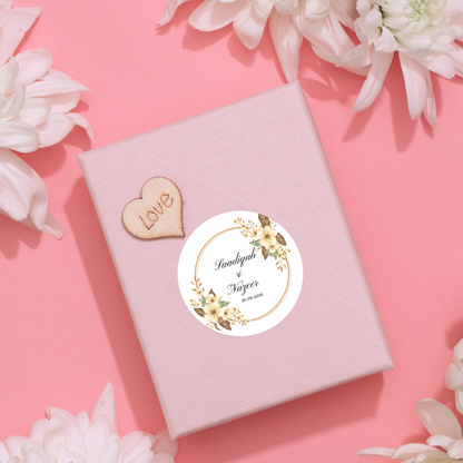 Wedding Sticker- Yellow Floral with Gold