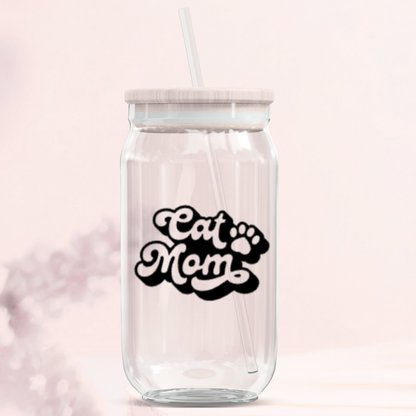 Cat Mom Glass Can Tumblers