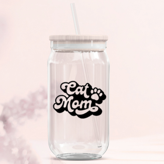 Cat Mom Glass Can Tumblers